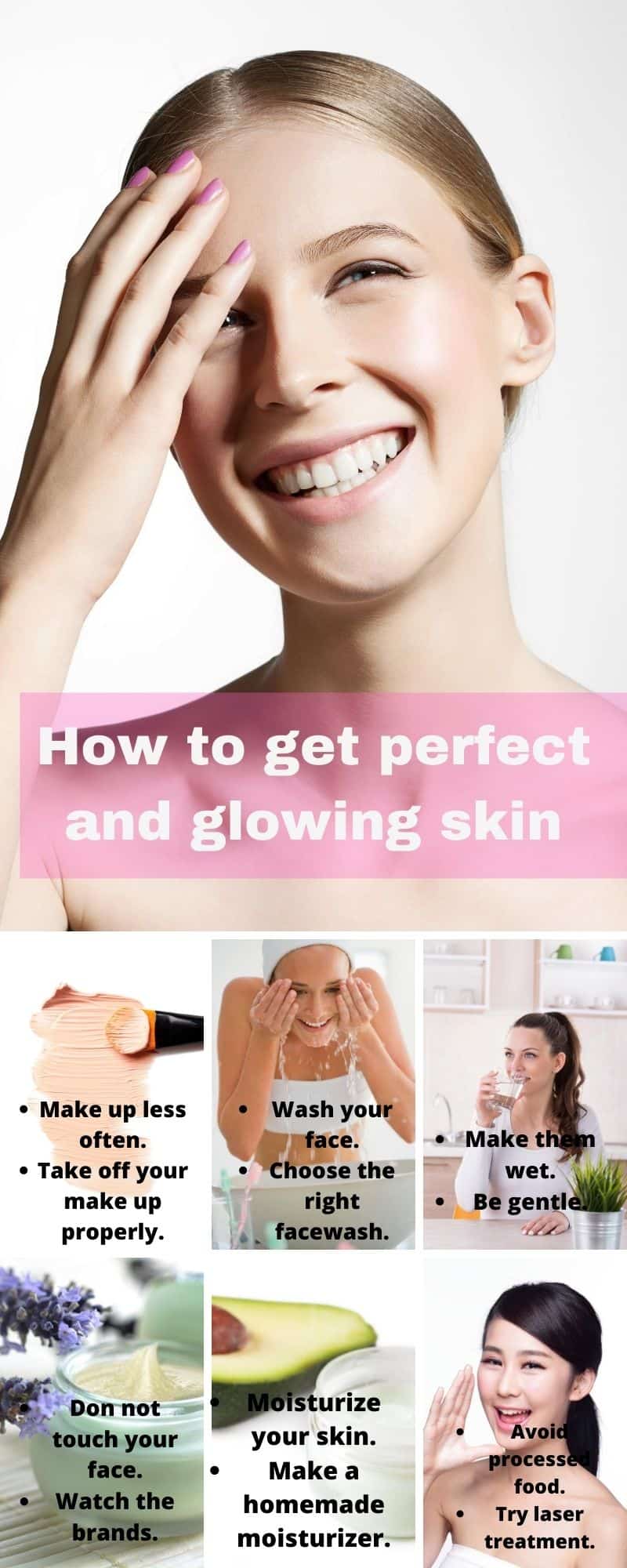 infographic of how to get a perfect glowing skin