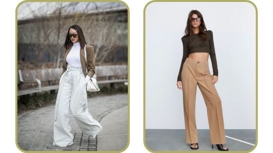 Wide fit pants for a rectangle body shape