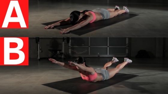 Superman, one of the best lower back toning exercises